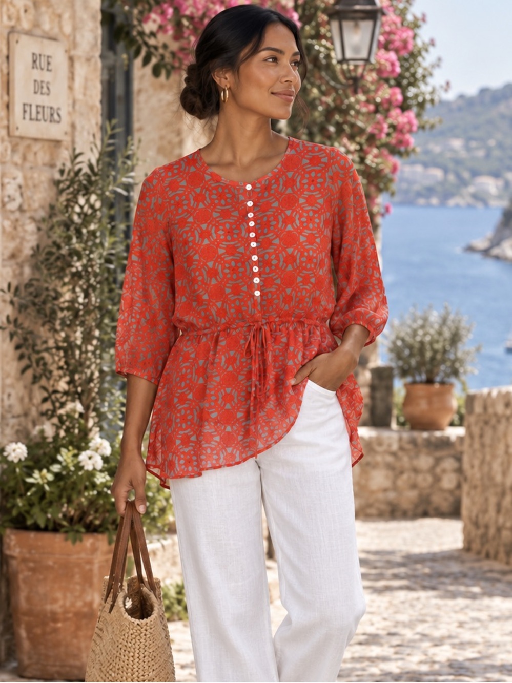 Escapada Living XS Tunic Top 3/4 Sleeve Boho Resort